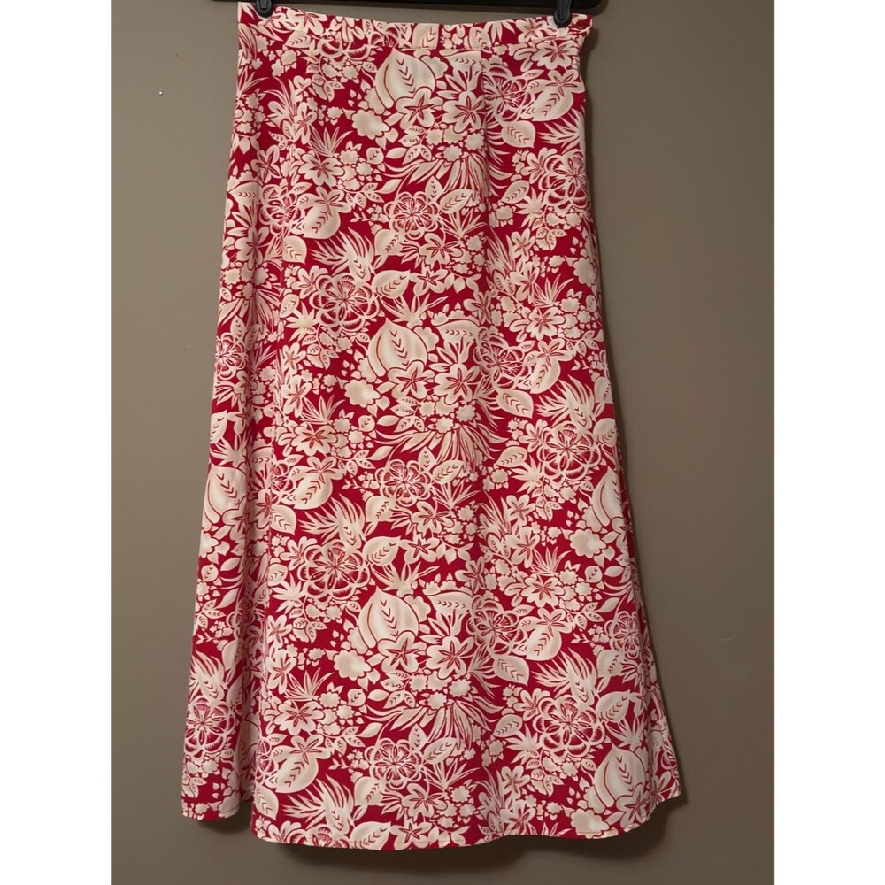 Sag Harbor Red Cream Floral Tropical Dress Size 12 Cottagecore Vintage 90s